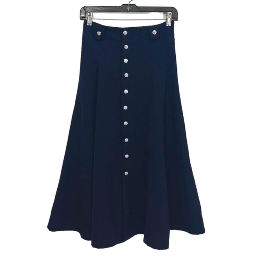 Elegant Navy Blue Button-Down Skirt